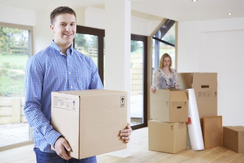 Organised boxes and household items in secure storage
