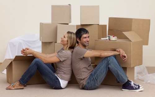 Organised student storage in Hanwell with packed boxes and luggage